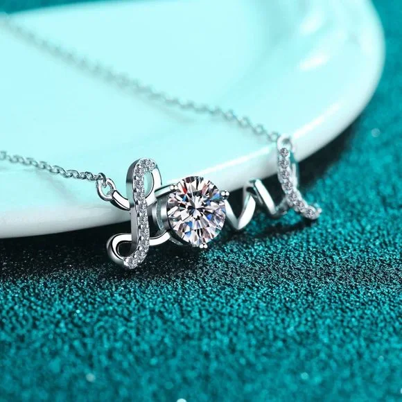 Certified 1ct. t.w. Moissanite Diamond Love Necklace NEW - Picture 4 of 9